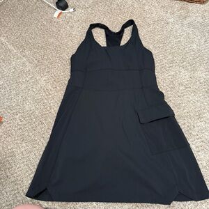 Fabletics Black Women's Athletic Tank Dress with Side Pocket built in shorts